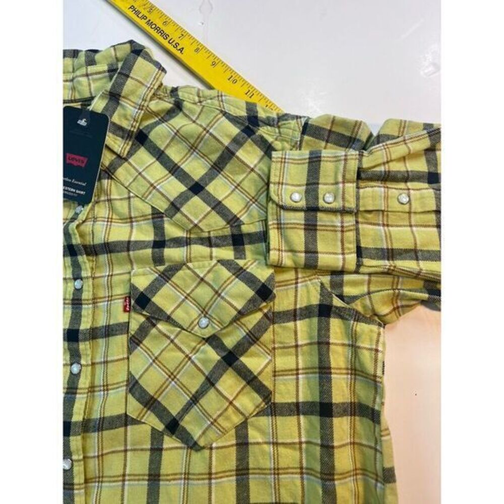 Levi's NWT Flannel Pearl Snap Shirt Mens Size S ‎ Western Plaid